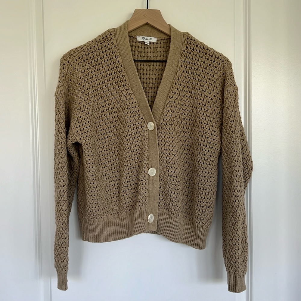 Madewell open stitch cotton crop cardigan